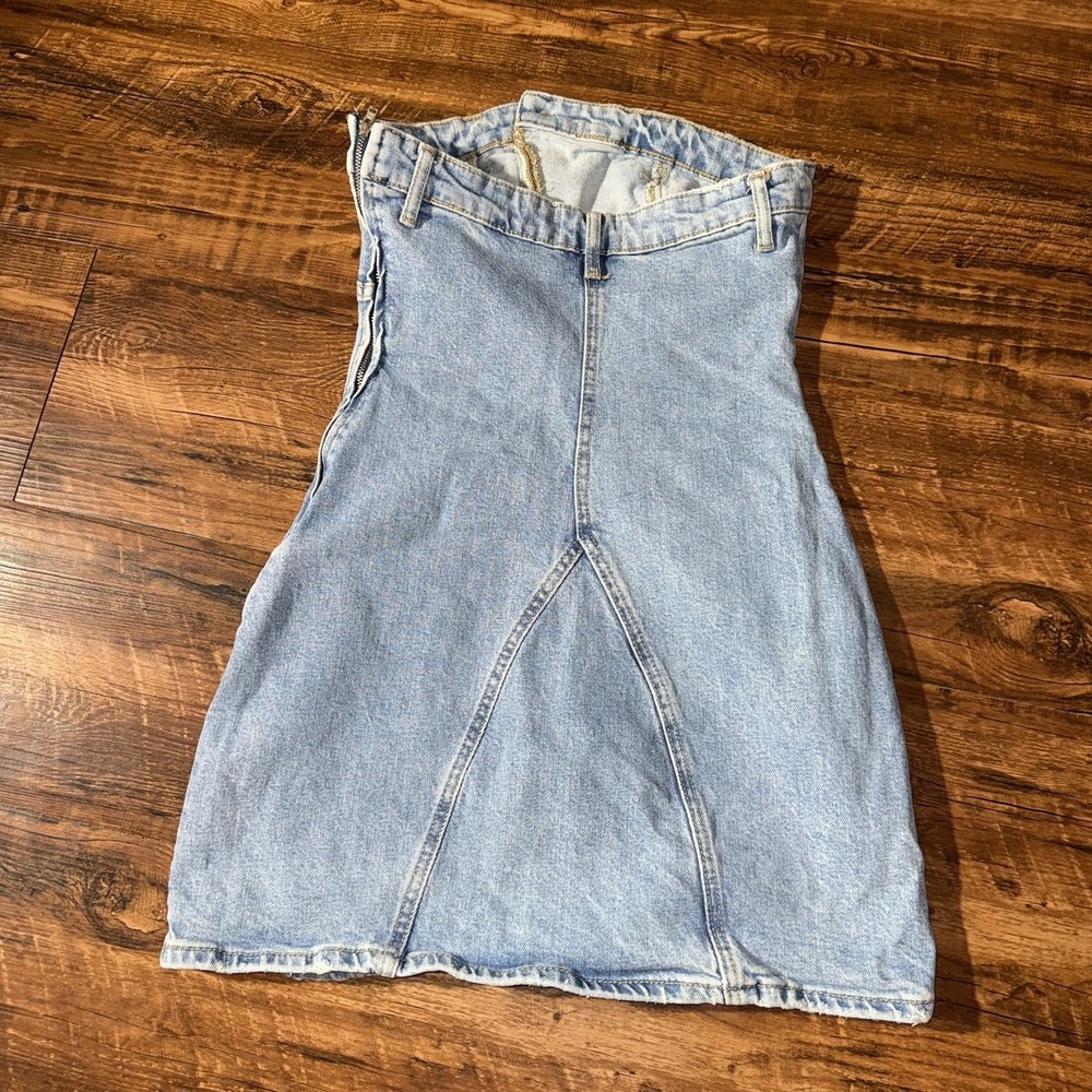 Y2K Zara Denim Strapless Mini Dress Women's Small - Picture 8 of 8